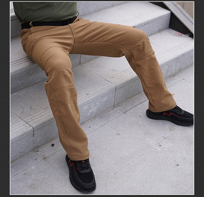 TRVLWEGO Thick Warm Fleece Hiking Pants Men Winter Waterproof Windproof Outdoor Soft Shell Rain Trekking Camping Ski Trousers