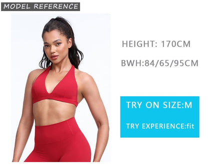 DIAS FIT JOY -Neck Hanging Neck Naked Feeling Yoga Bra for Running Fitness Cycling - Breathable Comfortable Sports Bra for Women