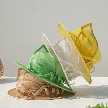 Chapéus Fascinators CLÁSSICOS SINAMAY para Mulheres Chapéu de Sol Feminino Chapéus de Verão com Aba Larga Chapéu Boater Festa do Chá Derby Igreja CHAPÉU DE CASAMENTO