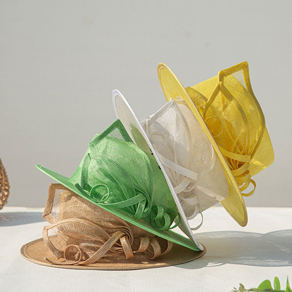 Chapéus Fascinators CLÁSSICOS SINAMAY para Mulheres Chapéu de Sol Feminino Chapéus de Verão com Aba Larga Chapéu Boater Festa do Chá Derby Igreja CHAPÉU DE CASAMENTO