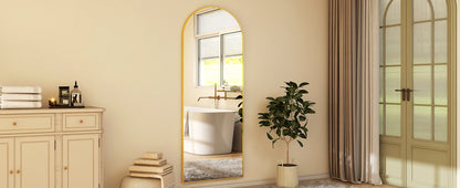 65"x24" Arched Full Length Mirror | Free Standing & Wall-Mounted | Full-Length Mirror with Stand | Modern Gold Mirror for Living