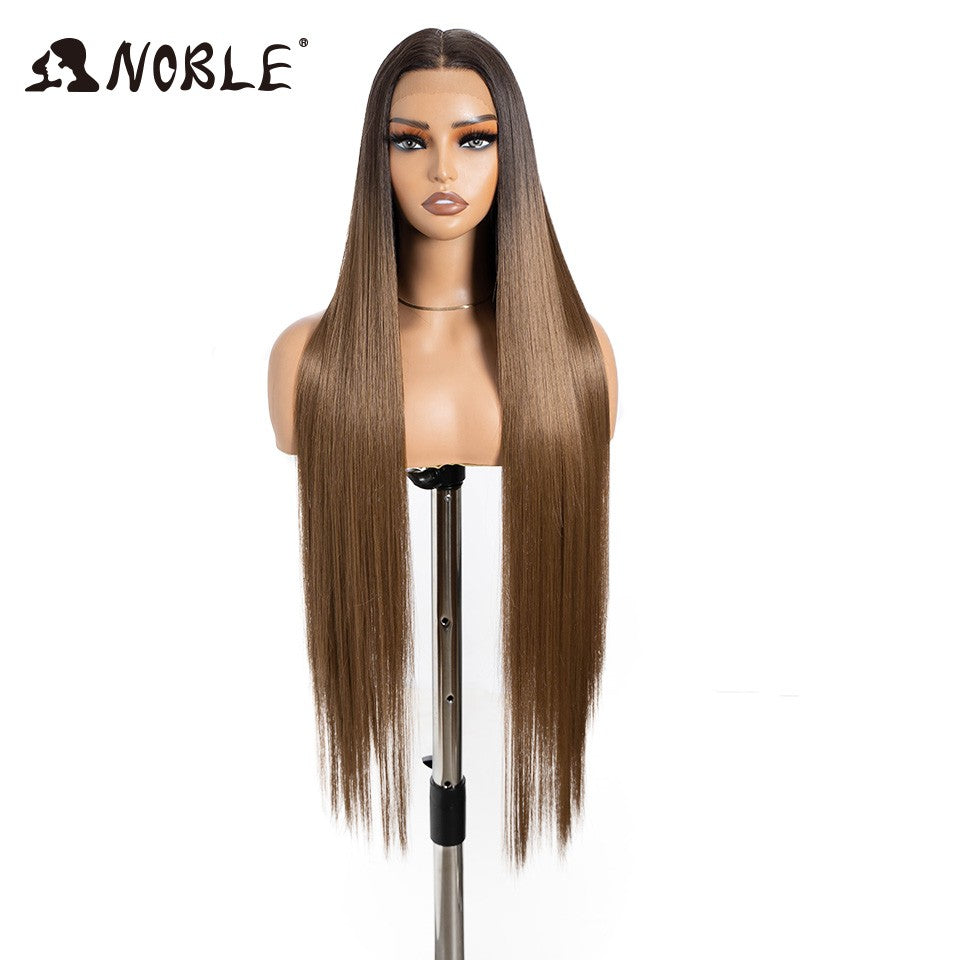 Perucas Noble Cosplay Para Mulheres Negras Perucas Sintéticas Lisas de Renda de 38 Polegadas Peruca Loira Ombre de Renda Peruca Sintética Loira de Renda Cosplay