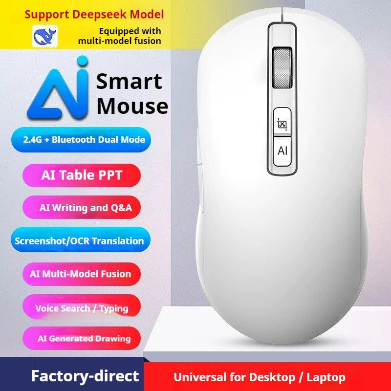 Ai Voice Mouse Wireless Bluetooth Dual-Mode Rechargeable for Laptop Pc Voice Typing Translation Deepseek Gpt intelligent Office