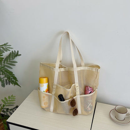 Foldable Lightweight Beach Bags Large Capacity Grocery Produce Tote Bag Beach Shoulder Bag Women's Casual Shopping Bags