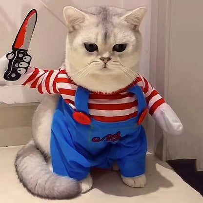 Roupa Engraçada Para Gatos, Trajes de Cosplay de Halloween Para Cães Pequenos e Médios, Gatos, Macacões Criativos Para Festas de Animais de Estimação, Casaco Macio e Quente Para Gatos