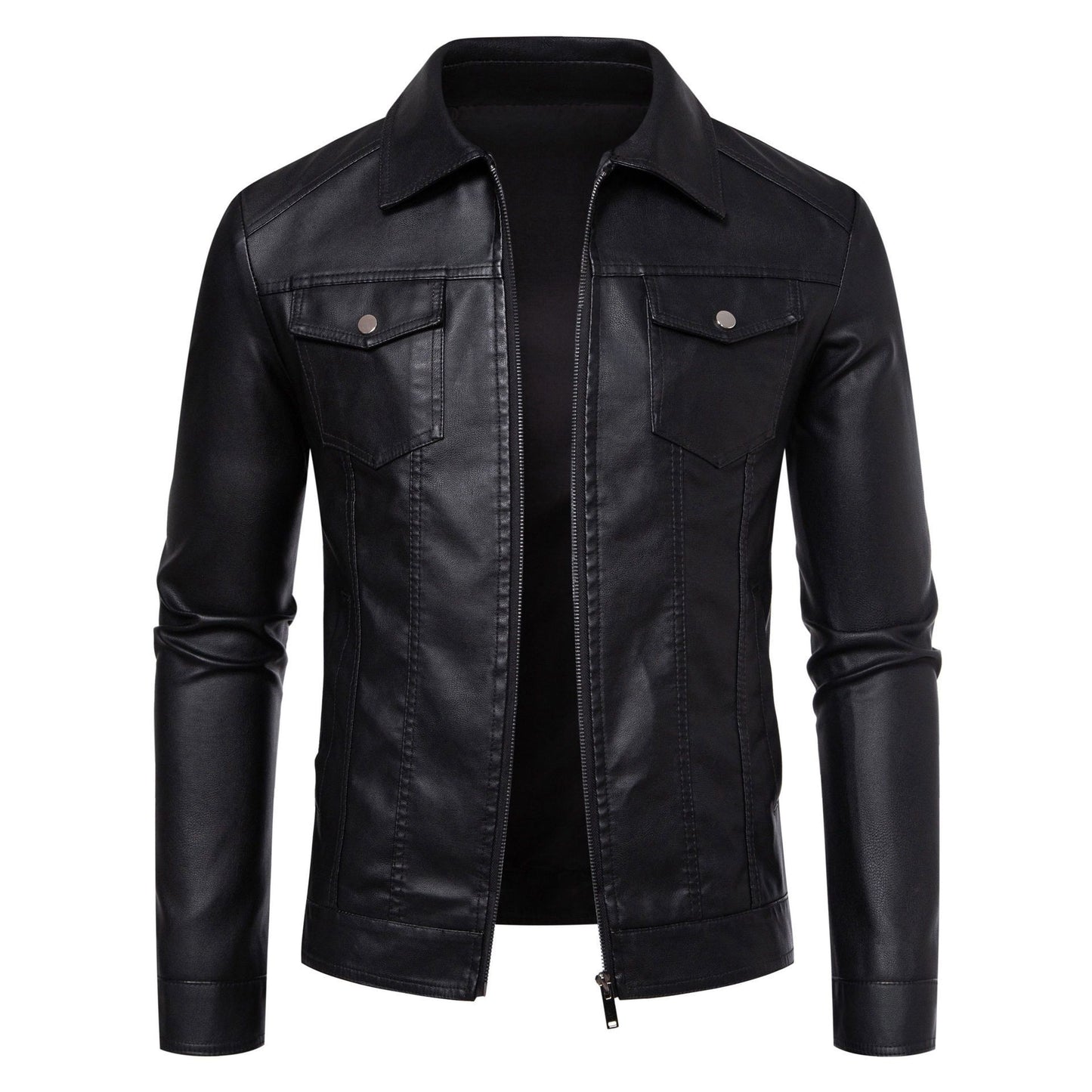 Men's Leather Jacket 2025 New Spring Autumn Winter Korean Style Slim Fit Trendy Fleece Lined Thickened Motorcycle Jacket Men's