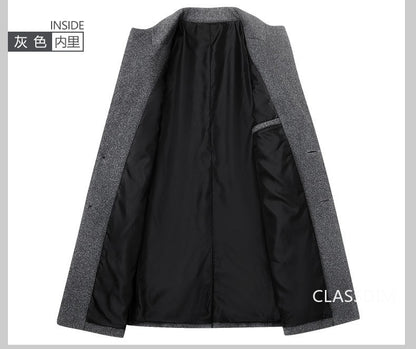 New Winter Men Cashmere Trench Coats Wool Blends Overcoats Business Casual Trench Long Jackets Male Slim Blends Coats Size 4XL