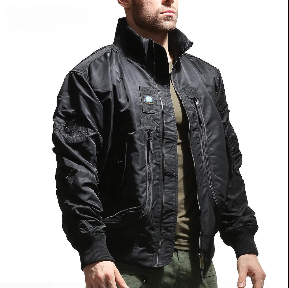 Men's pilot jacket men's air force MA1 baseball jacket spring and autumn casual youth trend military fan stand up collar jacket