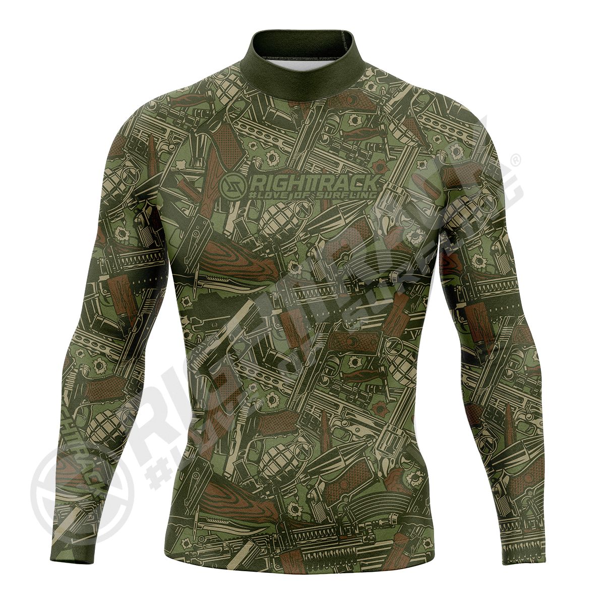Hot Men's Rashguard Surfing Shirt Camo Lycra Fabrics RIGHTTRACK Surf Sportswear Beach UV Swimwear UPF50+ Clothes