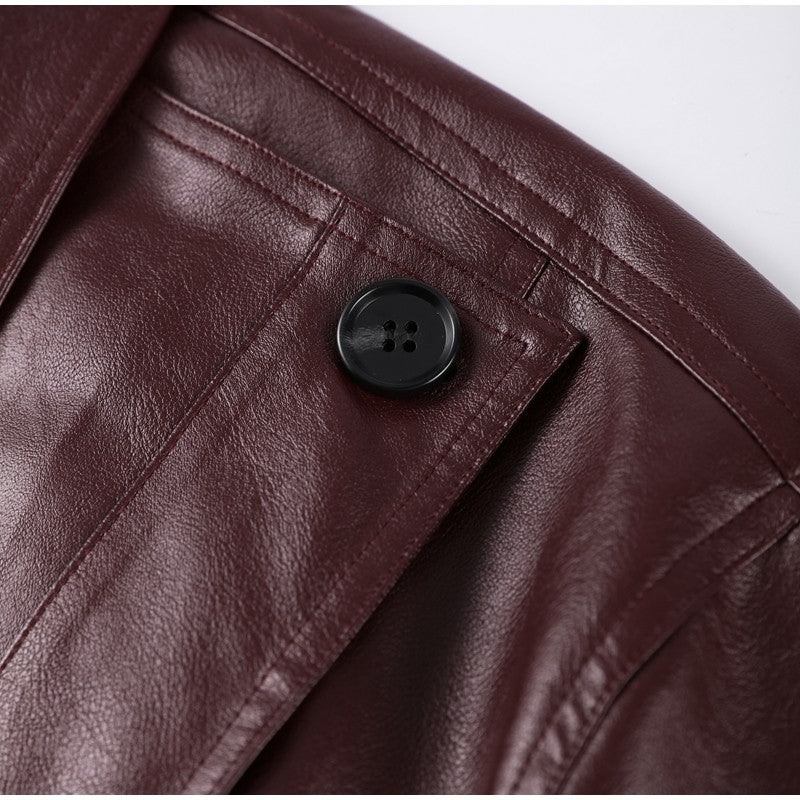 Street Stand Collar Women's Leather Jacket Loose Long Sleeve Zipper Pockets Chic Female Coats 2025 Autumn Winter Lady Outerwear