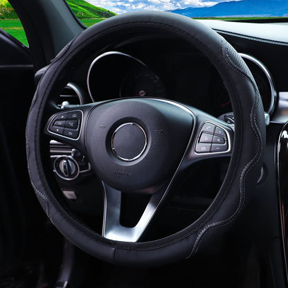 1 capa de volante de couro tipo mão de massagem estéreo em relevo sem anel interno para automóveis, cabe 14,5-15 polegadas