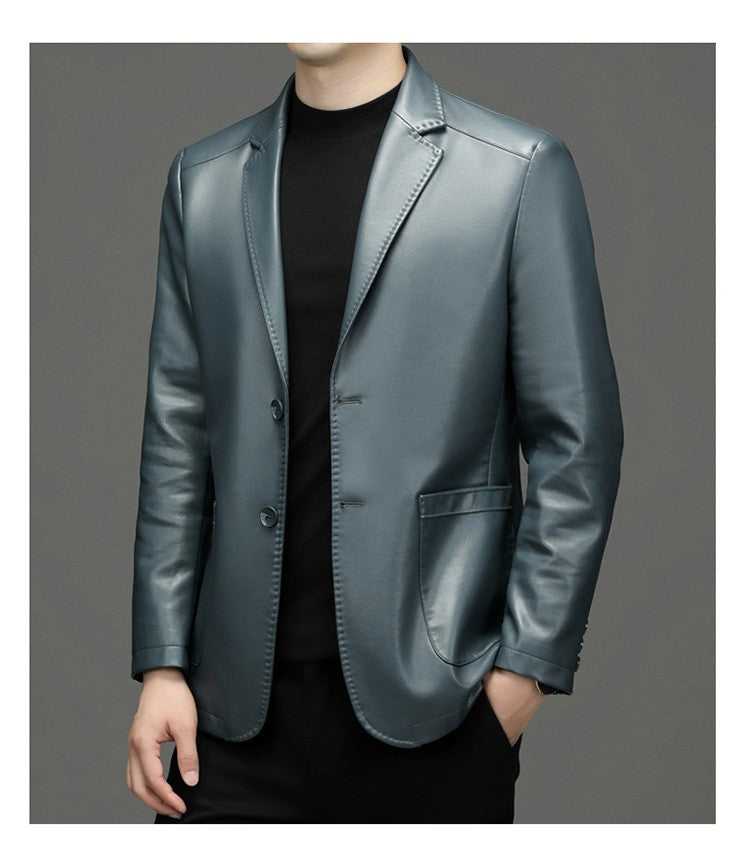 2025 Autumn Winter Men's Genuine Leather Blazers Jackets Slim Fit Suits Coats Business Casual Genuine Leather Suits Jackets Male