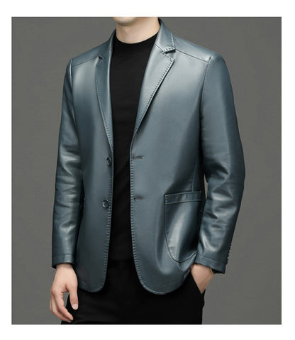 2025 Autumn Winter Men's Genuine Leather Blazers Jackets Slim Fit Suits Coats Business Casual Genuine Leather Suits Jackets Male