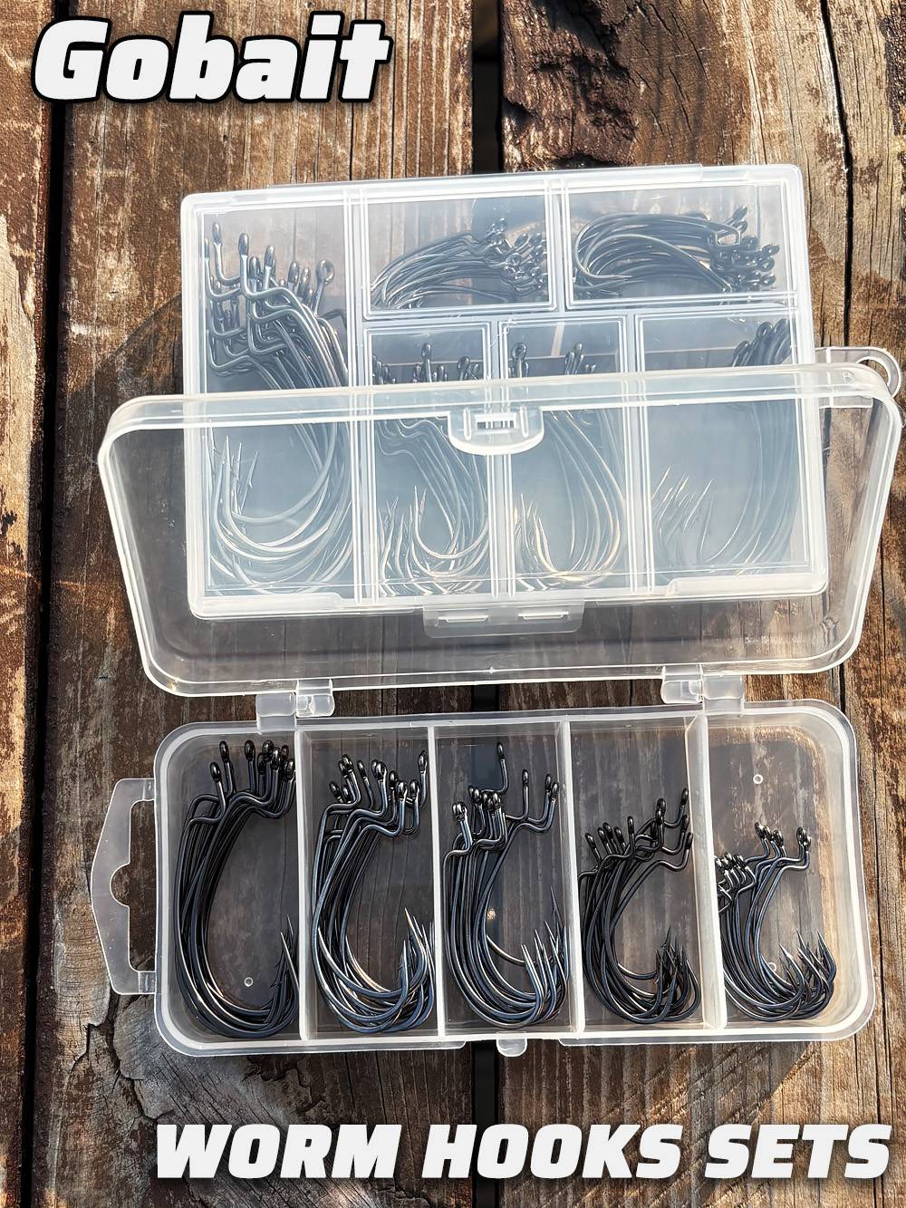 60 unidades/caixa Anzóis de minhoca de boca larga Anzol Jig Texas Rig Anzol para Robalo Aço de Alto Carbono Anzol Offset farpado Equipamento de Pesca Isca Macia