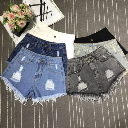 Sexy Hollow Out Denim Shorts Fashion Women Retro A-Line Loose High Waist Hot Girl Y2K Short Pants Casual Streetwear Trousers