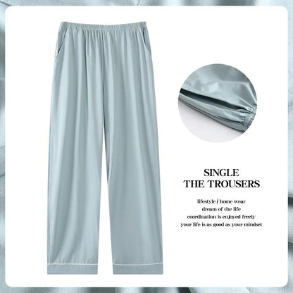 Men's Modal Sleepwear Loose Fit Casual Thin Home Pants Spring Autumn Summer Comfortable Lightweight Men's Drawstring Sweatpants