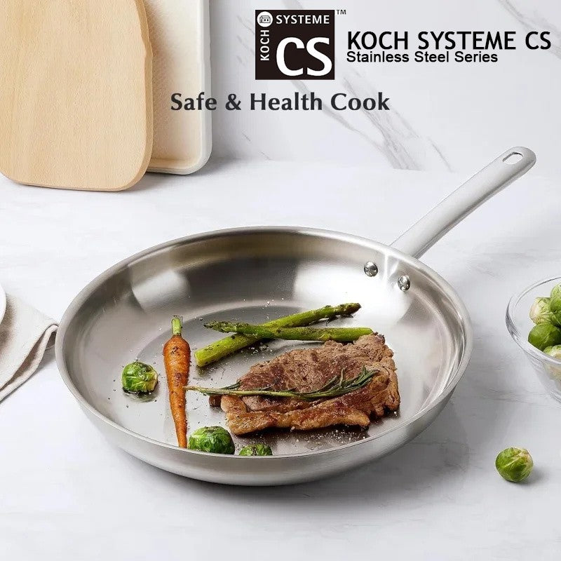 KOCH SYSTEME CS 8/10inch Stainless Steel Frying Pan Breakfast Egg Steak Chicken Skillets with Tri-ply Bottom Kitchen Cookware