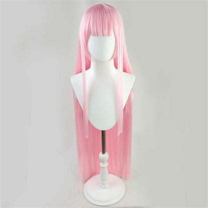 Pink Straight Bangs Long Straight Hair Synthetic Wig Anime Character Zero Two's Signature Wig Live Performance Party Show
