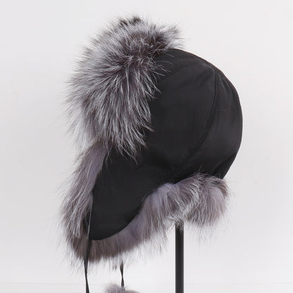 2025 Novo Chapéu Feminino Ushanka Russo de Pele de Raposa Natural Inverno Grosso Quente Orelhas Moda Chapéu Bomber Senhora Gorro Genuíno de Pele de Raposa Real