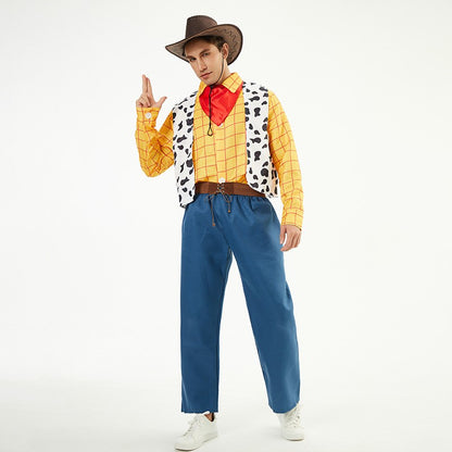 Cosplay Story Woody Costume Sets for Adult Cowboy Dress Carnival Halloween Party Fancy Dress up Performance Costume