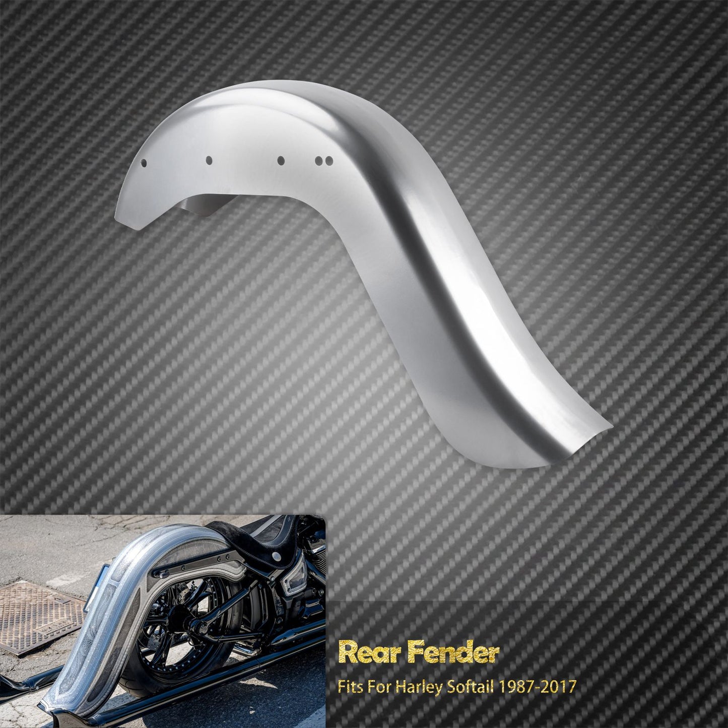 Capa de para-lama traseiro estendido de 6" para motocicleta Harley Softail 1986-2017 Fat Boy Breakout Low Rider FLFB FXLR FLDE FLSB