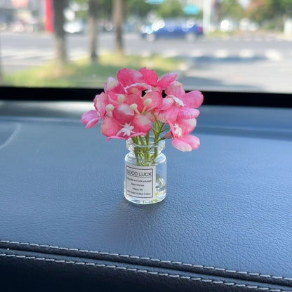 White Simulated Flower Vase Car Center Console Decoration Mini Vase Pink Purple Blue Yellow Simulated Flower Decoration
