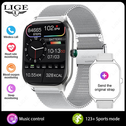 LIGE Novo Relógio Inteligente Rastreador GPS Masculino Feminino Esportes Fitness Monitor de Frequência Cardíaca Pulseira Masculina Chamada Bluetooth Smartwatch Feminino Masculino