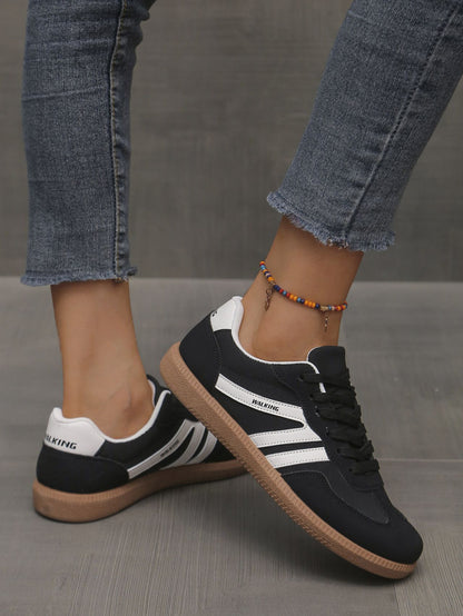 Mix Color Women's Autumn Sneakers Fashion Splicing Flat Heel Vulcanized Shoes Female Lace-Up Non-Slip Pu Leather Casual Shoes