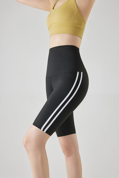 Five-point Summer Versatile Pants Side Stripe Sports Shark Pants Women's Outerwear Long Pants High Waist Seamless Barbi