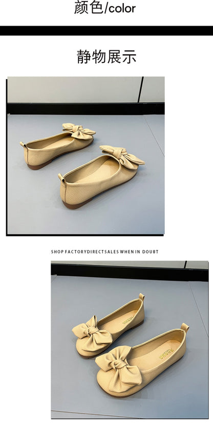 New Luxury Designer Shoes for Women Fashion Butterfly-knot Square Toe Party Leather Ballet Flats Ladies Flat Shoes Loafers Women