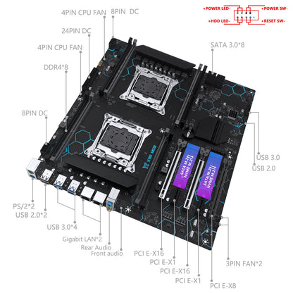 Conjunto Opcional de Placa Mãe Dual CPU MACHINIST X99 MD8 Intel Xeon E5 2680 V4 LGA2011-3 DDR4 32GB RAM Chipset C612 para Servidor/Computador