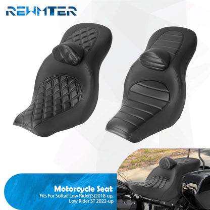 Assento de Passageiro e Condutor de Moto REWMTER com Encosto, Assento Duplo para Harley Softail Low Rider S Sport Glide Low Rider ST 18-24