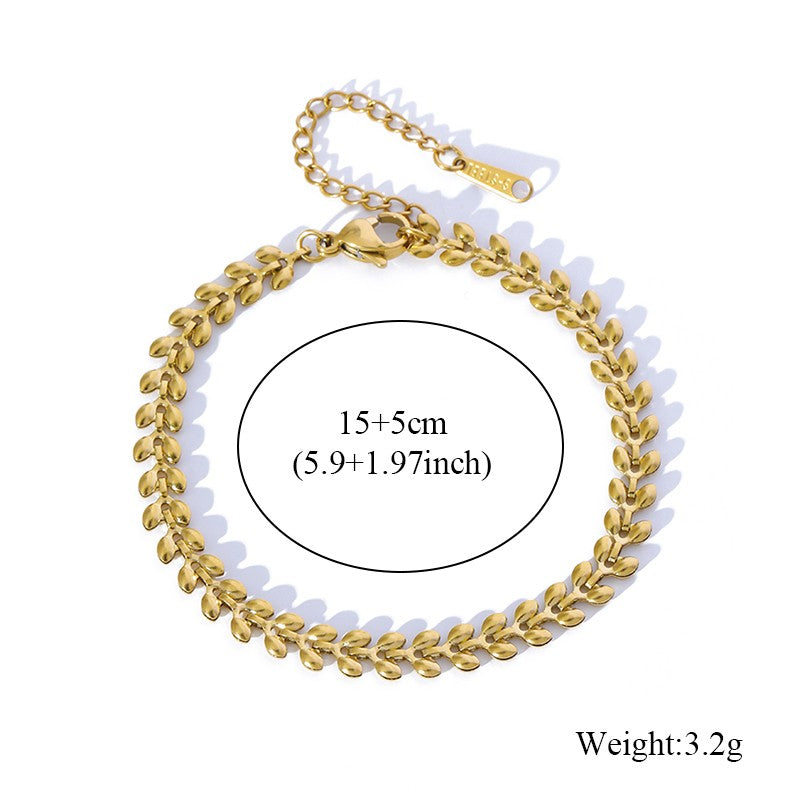 Pulseira de Corrente de Contas de Aço Inoxidável 316L EILIECK para Mulheres, Charme de Metal Banhado a Ouro 18K, Joia Moderna com Design Exclusivo