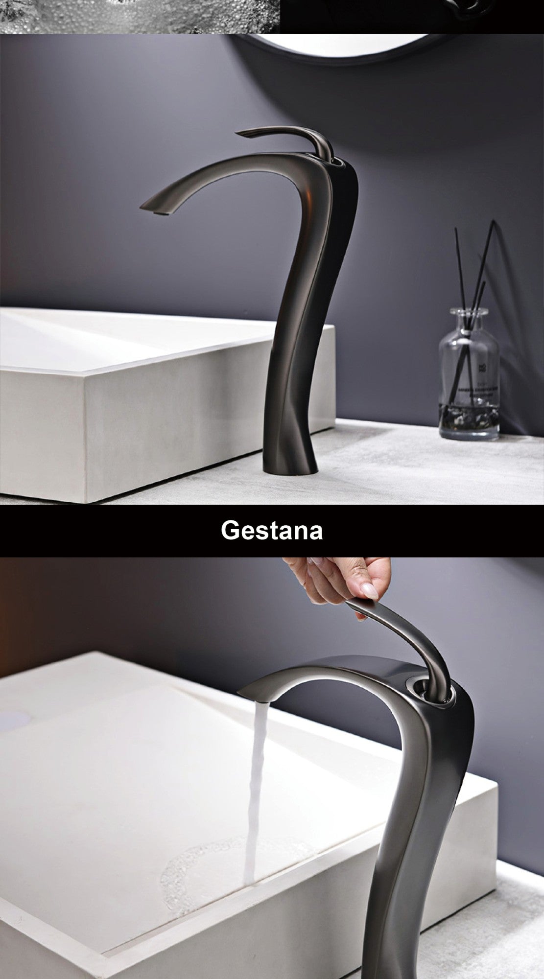 Chrome Luxury Brass Bathroom Vanity Faucet Modern Deck Mounted Basin Tap With Anti-Leak Ceramic Valve Hot/Cold Water Control