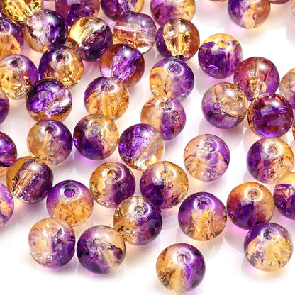 100pcs 8mm Christmas Crystal Glass Crack Beads Red and Green Gradient Spacer Beads for DIY Bracelet Necklace Jewelry Making