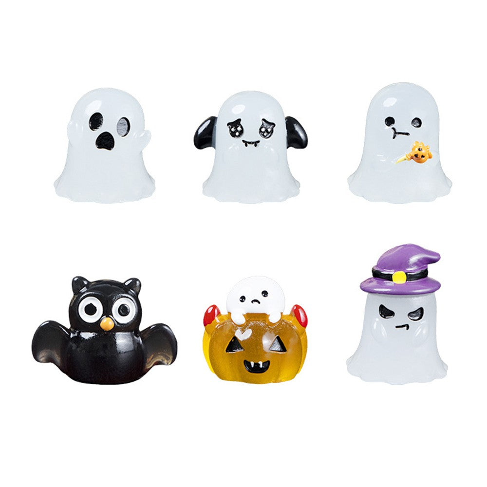 6Pcs Halloween Micro Landscape Miniature Figurines Resin Craft Mini Fairy Garden Ornaments Pumpkin Ghost Owl Home Decor