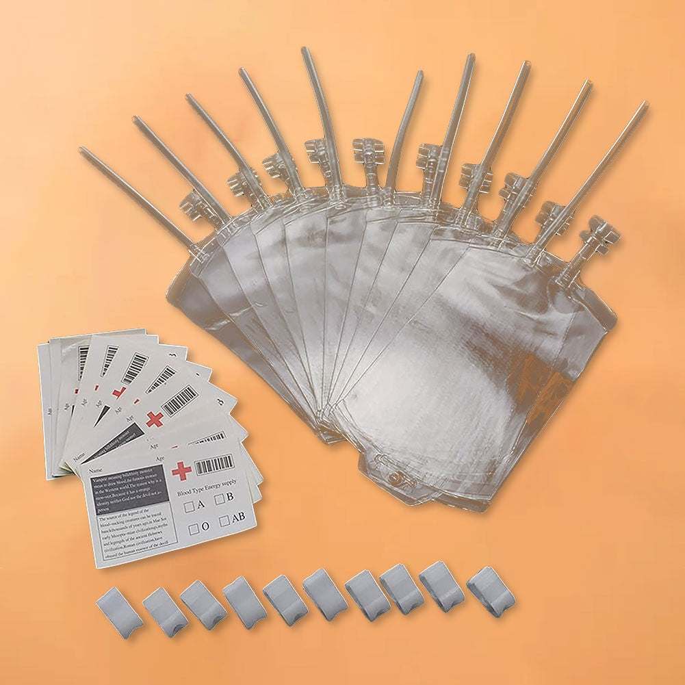 60-10PCS Empty Blood Bags Energy Drinks for Halloween Zombie Vampire Costume Props Nurse Graduation Theme Party Favors Drink Pou