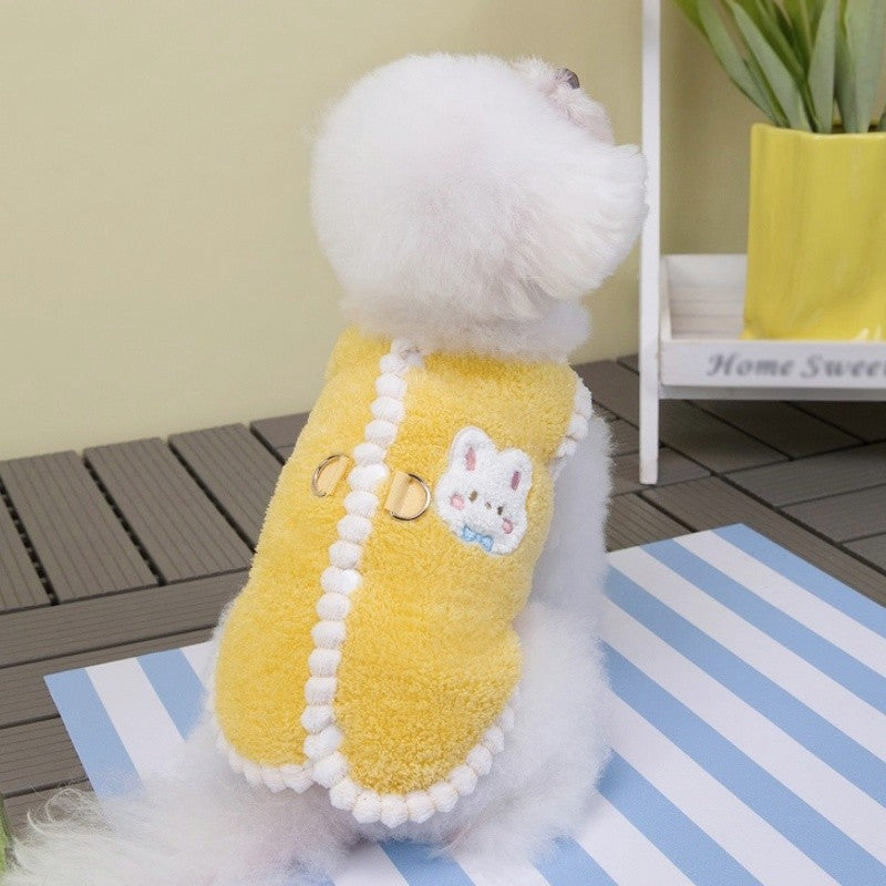 Roupas de cachorro de lã de outono Colete de cachorro com estampa de coelho Moda Moletom de cachorrinho Quente Colete de gato Pulôveres Moletons de estimação Fantasia de chihuahua