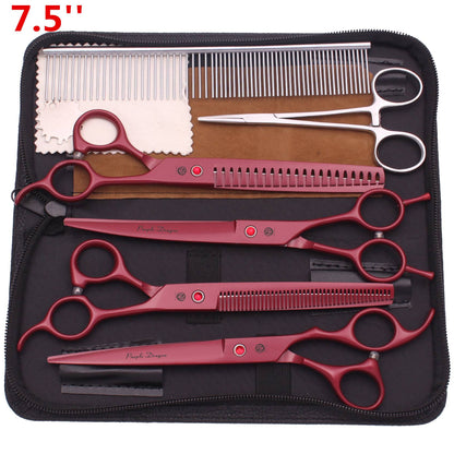 Tesoura Profissional para Tosa de Animais de Estimação de 7,5'' Tesoura de Desbaste em Espinha de Peixe Pinça Hemostática Conjunto Japão 440C Para Cães e Gatos Z3088