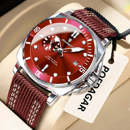 POEDAGAR Luxury Fashion Man Watch Luminous Waterproof Date Sport Watches For Men Nylon Leather Quartz Business Men's Clock Reloj