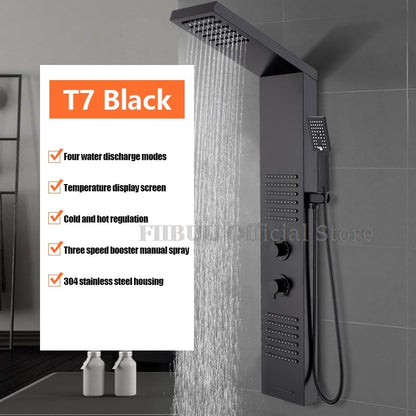 Luxury Shower For Bathroom With Digital Display Pressurized Top Nozzle Rain Shower Head Shower Room Wall Mounted Shower Set