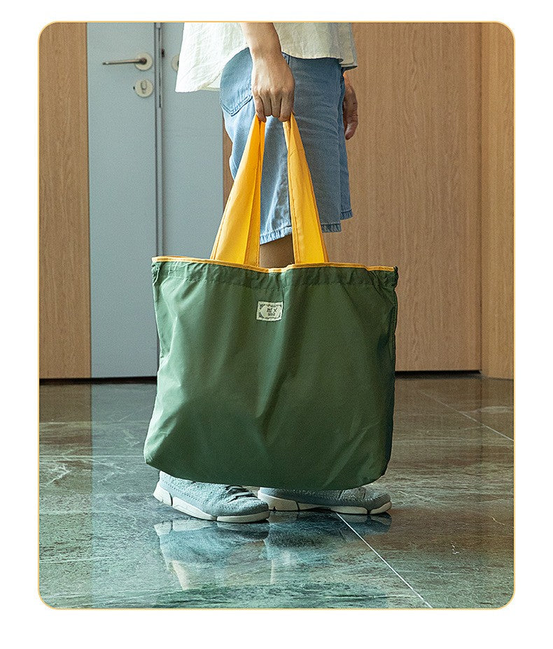 Large-sized drawstring eco-friendly supermarket shopping bag fashionable single-shoulder bag foldableportable handbag,waterproof
