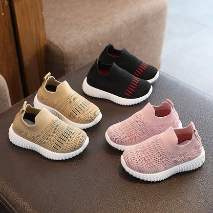 Size 20-31 Children Shoes Spring Autumn Kids Sneakers Soft Breathable Mesh Boys Slip-on Shoes Patchwork Color Girls Shoes