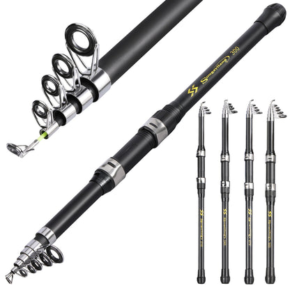 Vara de Pesca Sougayilang Carbon 2.1-3.0m Vara de Pesca Telescópica Vara de Arremesso Portátil para Pesca de Lazer Pesca em Água Salgada