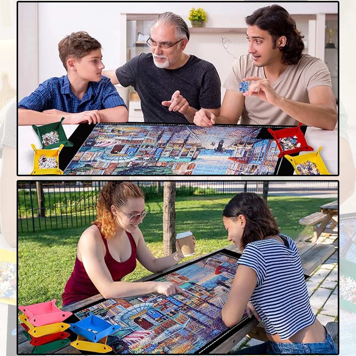 Puzzles Pad Storage Bag Jigsaw Roll Felt Mat Playmat, Up to 1500 Pcs, Perfect Puzzle Accessories for All Ages?Suitable for trave