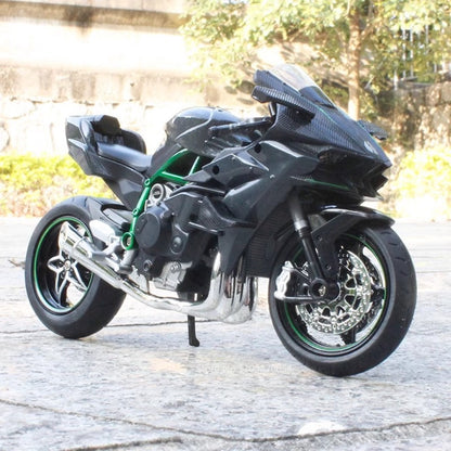 1:12 Kawasaki H2R BWM S1000RR Liga Motocicleta Brinquedos Diecast Carro em Miniatura Direção Roda Dianteira Moto Presente de Natal Crianças