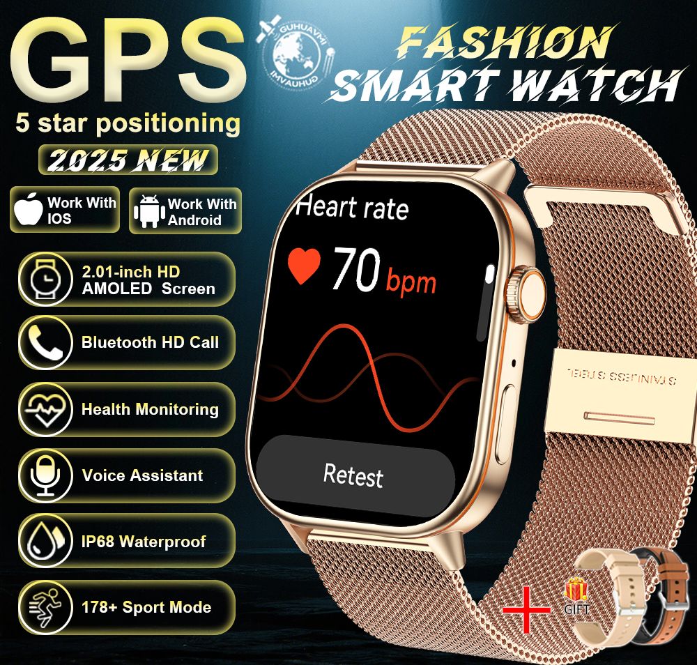 2025 Military GPS Smart Watch Men Flashlight Compass Waterproof Outdoor Sports Tracker Bluetooth Call Smartwatch For Android IOS