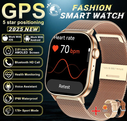 2025 Military GPS Smart Watch Men Flashlight Compass Waterproof Outdoor Sports Tracker Bluetooth Call Smartwatch For Android IOS