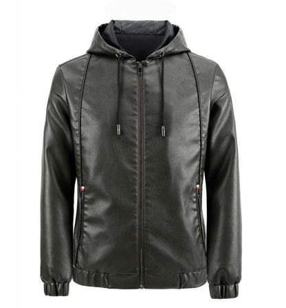 Fashion Men's New Hoodie Leather Jackets Autumn Casual Clothing Jacket Biker Motorcycle Slim Leisure Coats Windproof Warm 4Xl