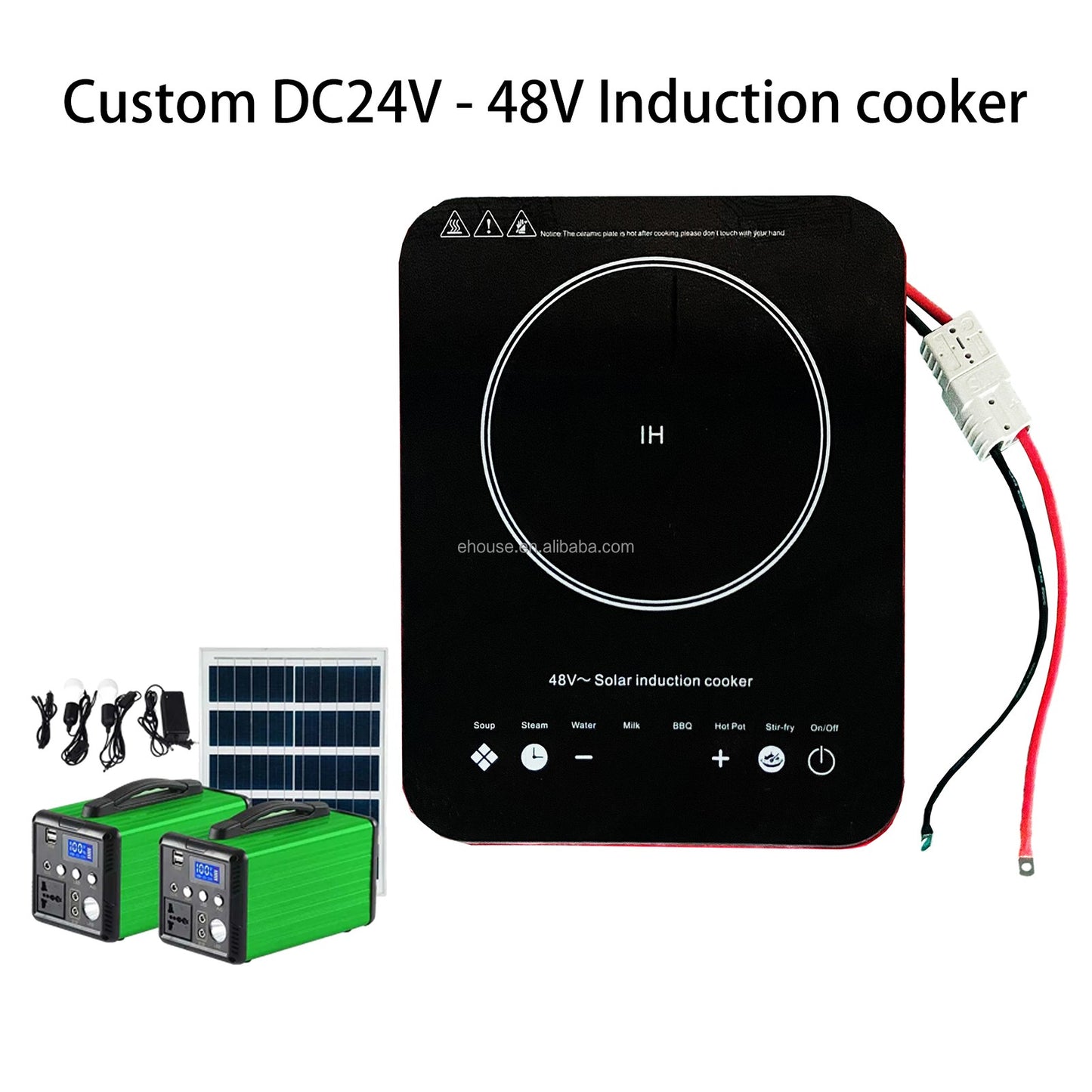 Fogão de Indução Elétrico Solar de Alta Qualidade com Um Queimador 12V 48V 1200W 800W 700W